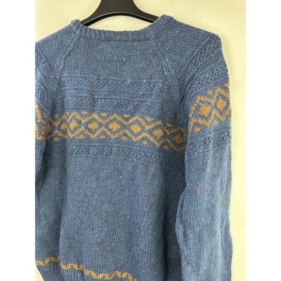 Vtg Gaeltarra Irish Wool Sweater Men’s M/L 107cm Blue Donegal Fleck Fair Isle - Picture 4 of 15